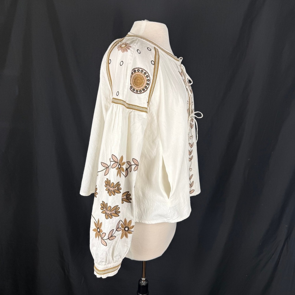Anthropologie Boho Long Sleeve RD&Koko Embroidered Tie-Front Jacket Kimono Sz L - Picture 5 of 13